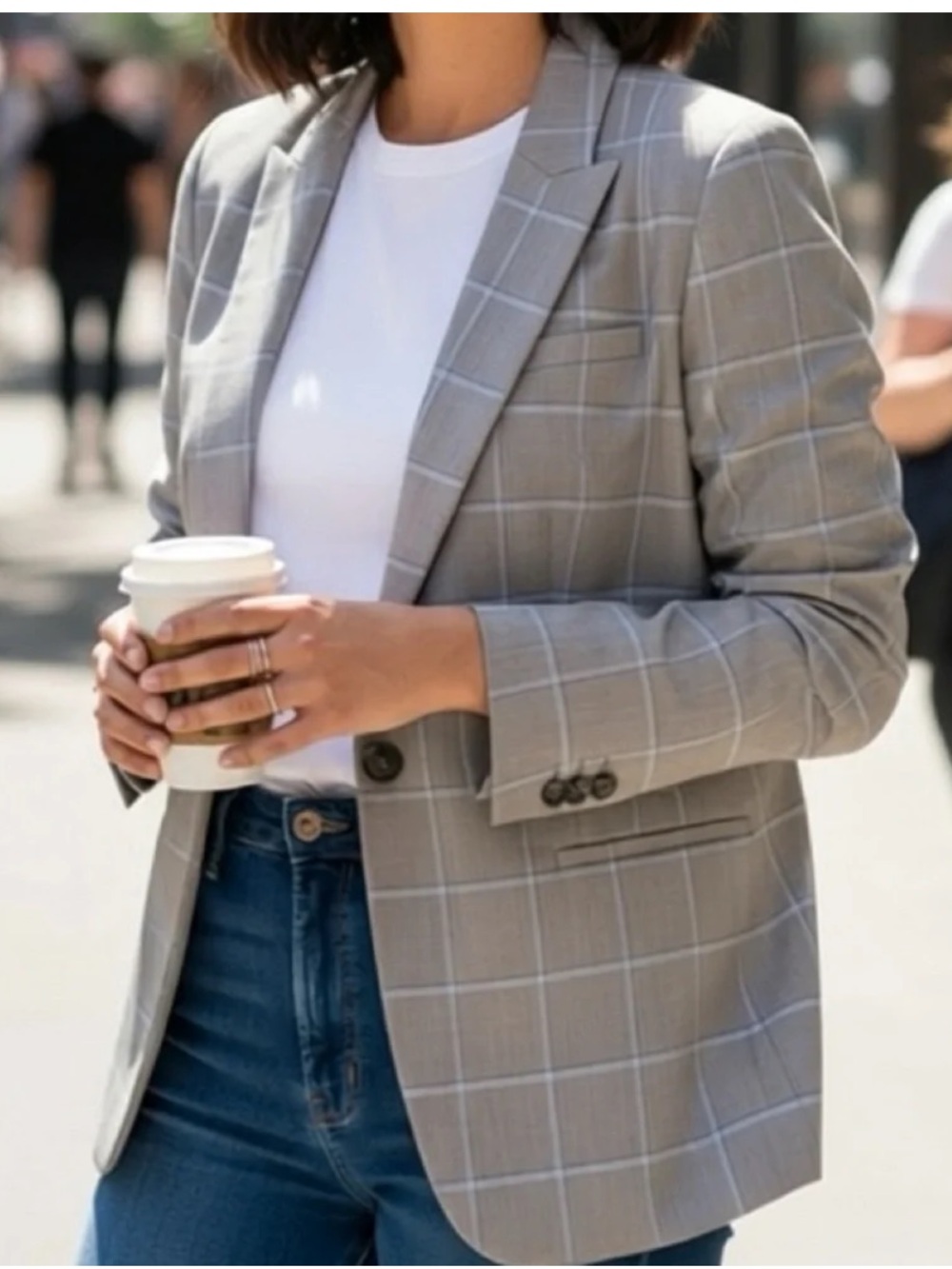 Banana Republic Women’s Light Gray Windowpane Two-Piece Suit